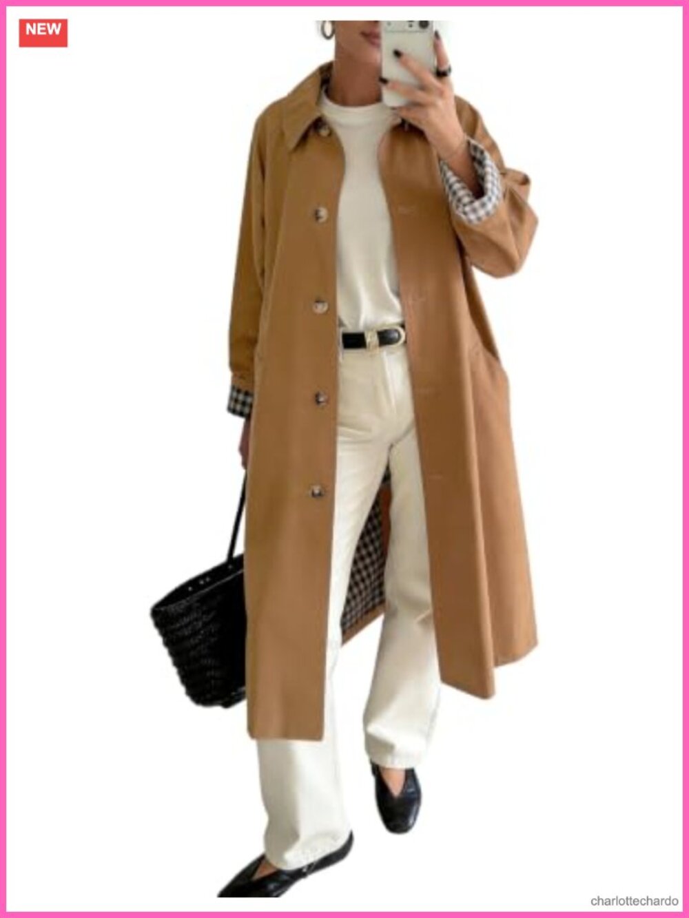 Womens Long Trench Coat Classic Windproof Plaid Lining Overcoat